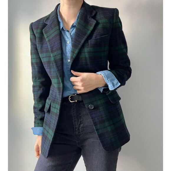 Lauren Ralph Lauren Jackets & Blazers - Vintage 90s Lauren Ralph Lauren Plaid Wool Cashmere Blazer Womens Size 6 Holiday